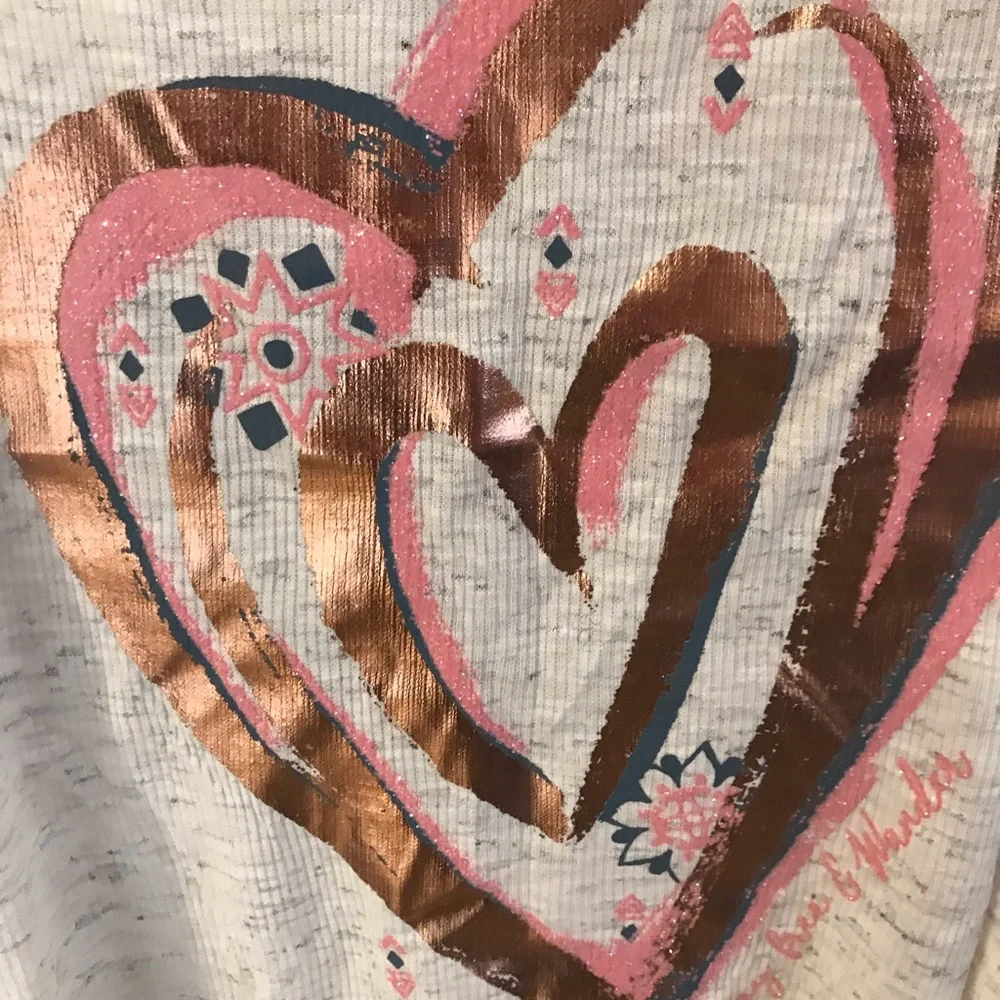 JUSTICE  heart print grey sleeveless tank top shirt size 14/16